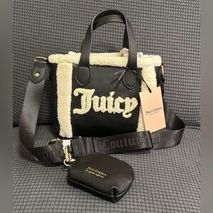 NWT Juicy Couture Silver Lining Mini Tote Color: Liquorice/Angel Black